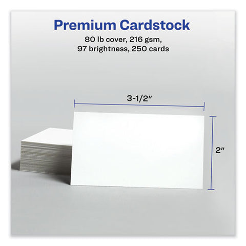 Printable Microperforated Business Cards W/sure Feed Technology, Inkjet, 2 X 3.5, White, 250 Cards, 10/sheet, 25 Sheets/pack