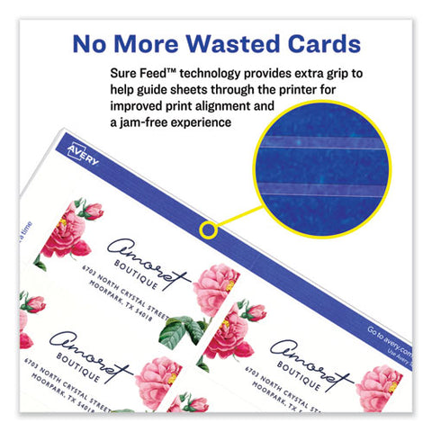 Printable Microperforated Business Cards W/sure Feed Technology, Inkjet, 2 X 3.5, White, 250 Cards, 10/sheet, 25 Sheets/pack