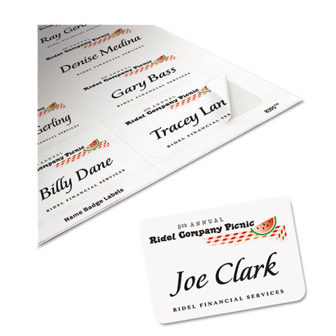 Flexible Adhesive Name Badge Labels, 3.38 X 2.33, White, 160/pack