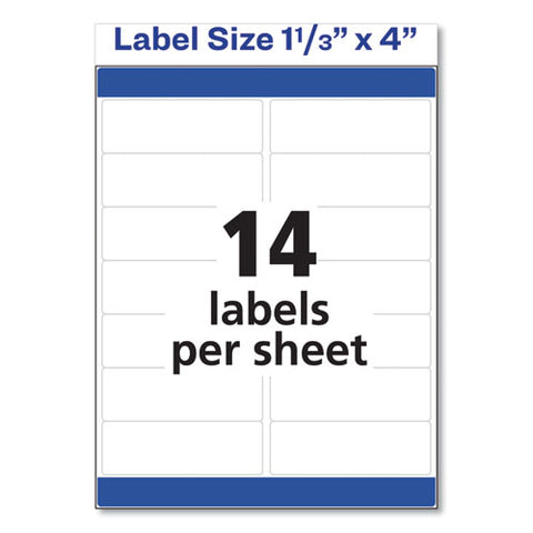 Easy Peel White Address Labels W/ Sure Feed Technology, Inkjet Printers, 1.33 X 4, White, 14/sheet, 100 Sheets/box