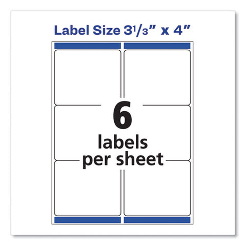 Shipping Labels W/ Trueblock Technology, Inkjet Printers, 3.33 X 4, White, 6/sheet, 100 Sheets/box