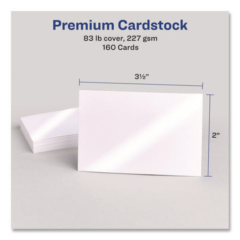 Print To The Edge Business Cards With Sure Feed Technology, 2 X 3.5, White, 160 Cards, 8/sheet, 20 Sheets/pack