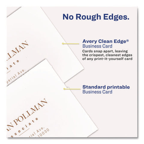 Print To The Edge Business Cards With Sure Feed Technology, 2 X 3.5, White, 160 Cards, 8/sheet, 20 Sheets/pack