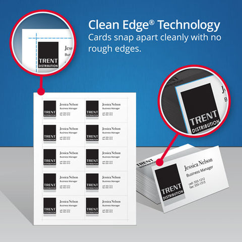 True Print Clean Edge Business Cards, Inkjet, 2 X 3.5, White, 1,000 Cards, 10 Cards/sheet, 100 Sheets/box