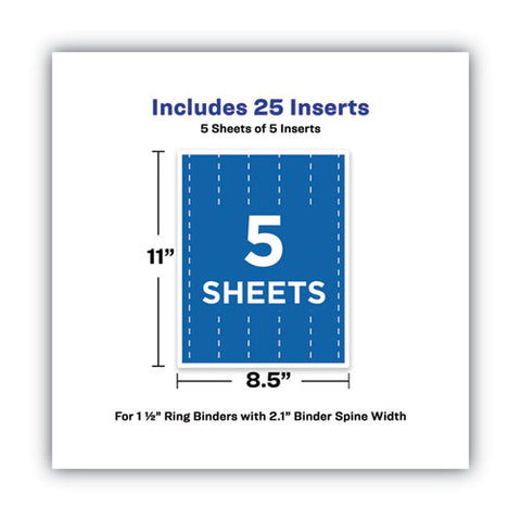 Binder Spine Inserts, 1.5" Spine Width, 5 Inserts/sheet, 5 Sheets/pack