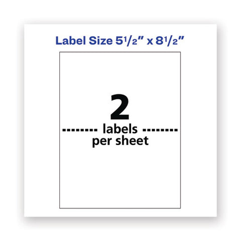 Waterproof Shipping Labels With Trueblock Technology, Laser Printers, 5.5 X 8.5, White, 2/sheet, 500 Sheets/box