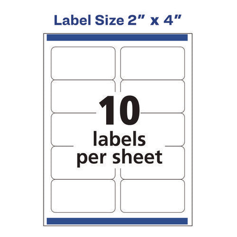 White Shipping Labels-bulk Packs, Inkjet/laser Printers, 2 X 4, White, 10/sheet, 250 Sheets/box