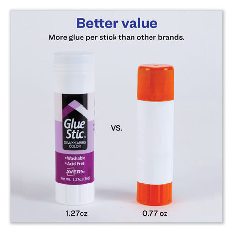 Permanent Glue Stic Value Pack, 1.27 Oz, Applies Purple, Dries Clear, 6/pack