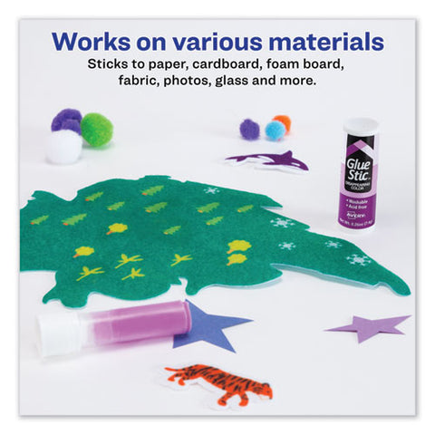 Permanent Glue Stic Value Pack, 0.26 Oz, Applies Purple, Dries Clear, 6/pack