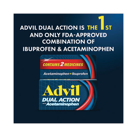 Dual Action With Acetaminophen And Ibuprofen Caplets, 50 Packets Of 2 Caplets