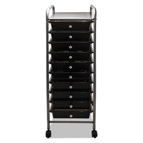 Portable Drawer Organizer, Metal, 1 Shelf, 10 Drawers, 13" X 15.38" X 37.75", Matte Gray/smoke