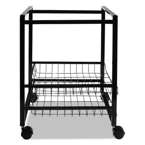 Mobile File Cart With Sliding Baskets, Metal, 2 Drawers, 1 Bin, 12.88" X 15" X 21.13", Black