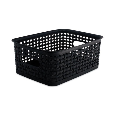 Plastic Weave Bin, Small, 10" X 7.5" X 4", Black