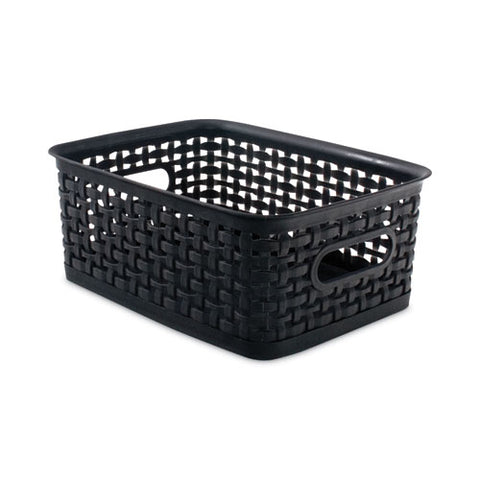 Plastic Weave Bin, Small, 10" X 7.5" X 4", Black