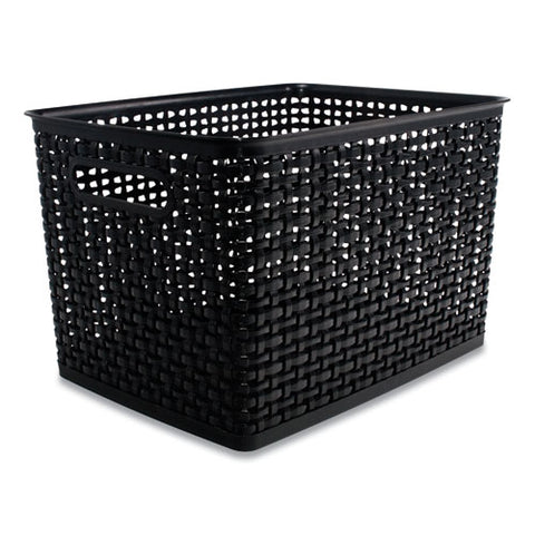 Plastic Weave Bin, Large, 13.5" X 10.5" X 8.75", Black