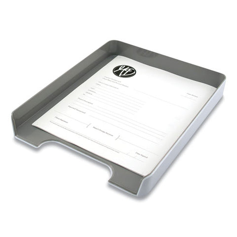 Fusion Letter Tray, 1 Section, Letter Size Files, 12.63 X 10 X 1.75, White/gray