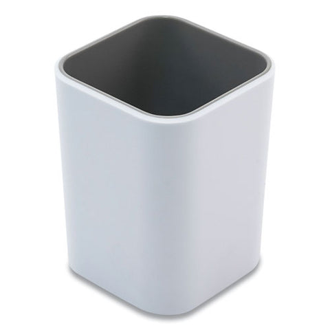 Fusion Pencil Cup, Plastic, 3 X 3 X 4, White/gray