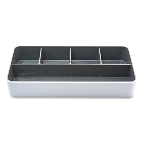 Fusion Five-compartment Plastic Accessory Holder, Plastic, 12.25 X 6 X 2, White/gray