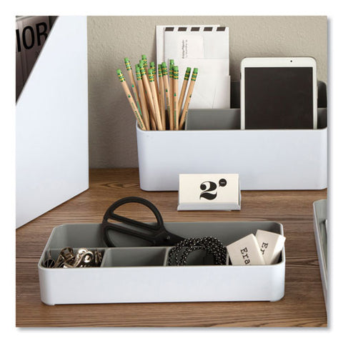 Fusion Five-compartment Plastic Accessory Holder, Plastic, 12.25 X 6 X 2, White/gray