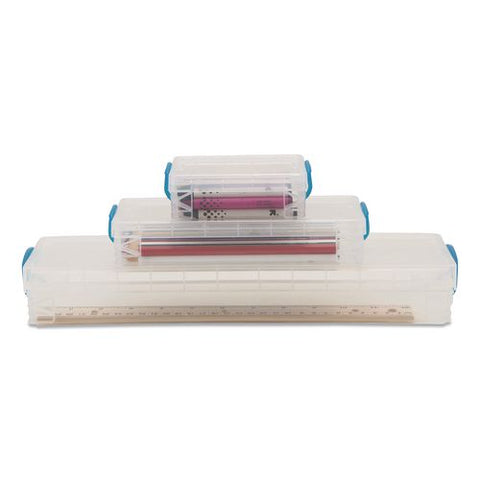 School Kit With Crayon Box, Pencil Box And Ruler Box, Clear/blue, 3/box