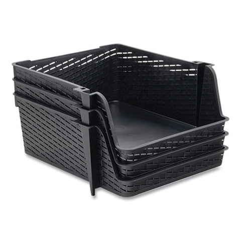 Nest And Stack Open Lid Storage Bin, 13.5" X 15" X 8.5", Black, 3/pack