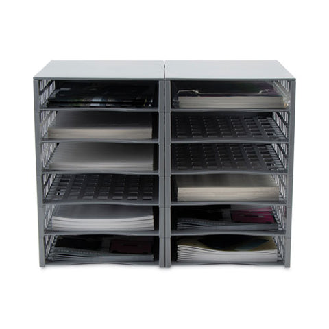 Snap Configurable Tray System, 12 Compartments, 22.75 X 9.75 X 13, Gray