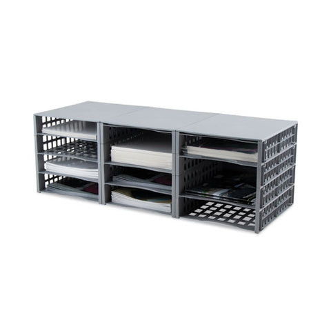 Snap Configurable Tray System, 12 Compartments, 22.75 X 9.75 X 13, Gray