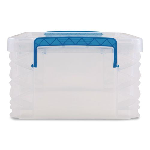 Super Stacker Lift-off Lid Storage Tote, 14.25 X 10.3 X 6.5, Transparent/blue