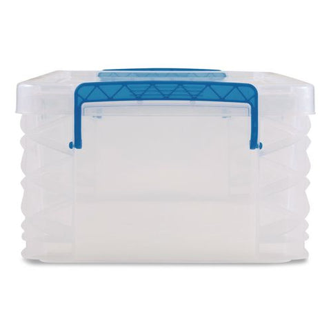 Super Stacker Lift-off Lid Storage Tote, 14.25 X 10.3 X 6.5, Transparent/blue
