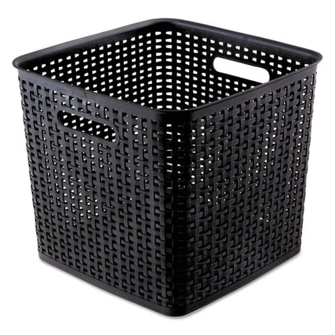 Plastic Weave Bin, Extra Large, 12.5" X 12.5" X 11.13", Black, 2/pack