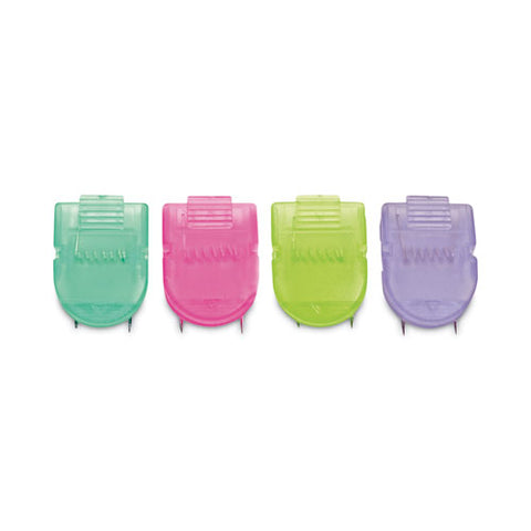 Wall Clips For Fabric Panels, 40 Sheet Capacity, Assorted Cool Colors, 4/pack