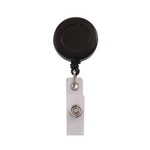 Clip-on Badge Reel, Extends 30", Black, 25/pack