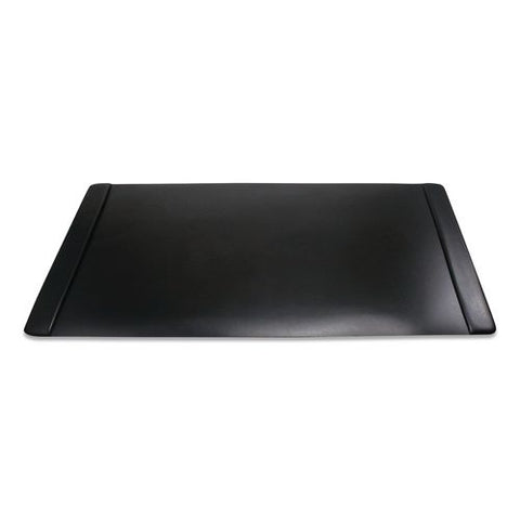 Faux Leather Desk Pad With Side Rails, 36" X 20", Black