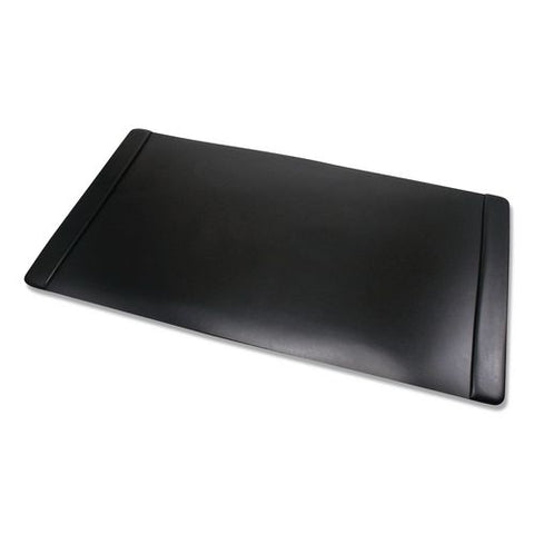 Faux Leather Desk Pad With Side Rails, 36" X 20", Black
