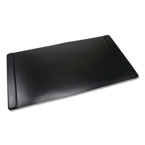 Faux Leather Desk Pad With Side Rails, 36" X 20", Black