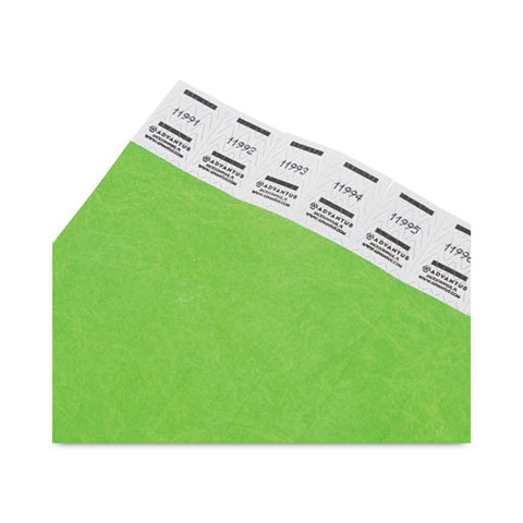 Crowd Management Wristbands, Sequentially Numbered, 9.75" X 0.75", Neon Green, 500/pack