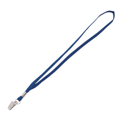 Metal Flat Clip Lanyard, 36" Long, Blue, 100/pack