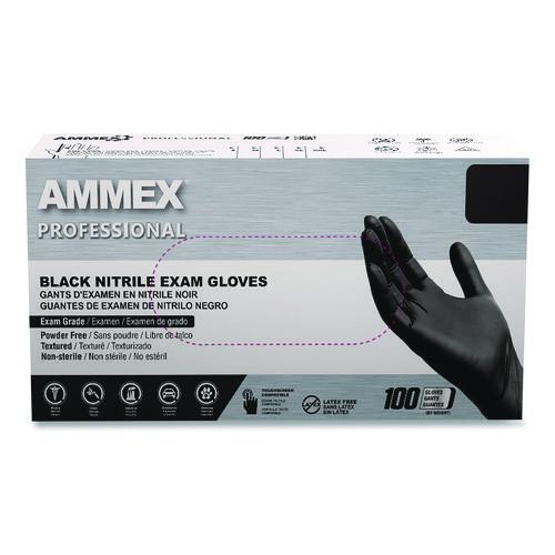 Nitrile Exam Gloves, Powder-free, Medium, 3 Mil Thick, Black, 100/box