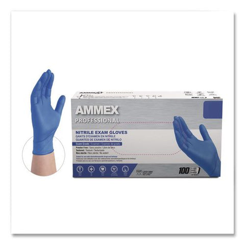 Nitrile Exam Gloves, Powder-free, Large, 3 Mil Thick, 9.5" Long, Blue, 100/box, 10 Boxes/carton