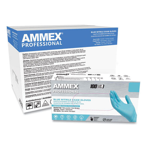 Nitrile Exam Gloves, Powder-free, Small, 3 Mil Thick, 9.5" Long, Light Blue, 100/box, 10 Boxes/carton