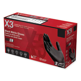 Industrial Nitrile Gloves, Powder-free, 3 Mil, Small, Black, 100/box
