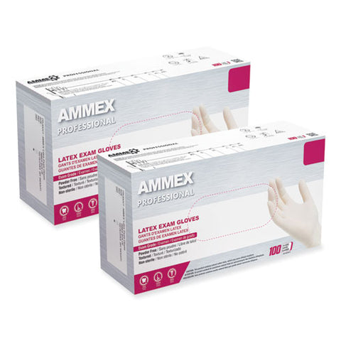 Latex Exam Gloves, Powder-free, Small, 4 Mil (palm), 5 Mil (fingers), Ivory, 100/box