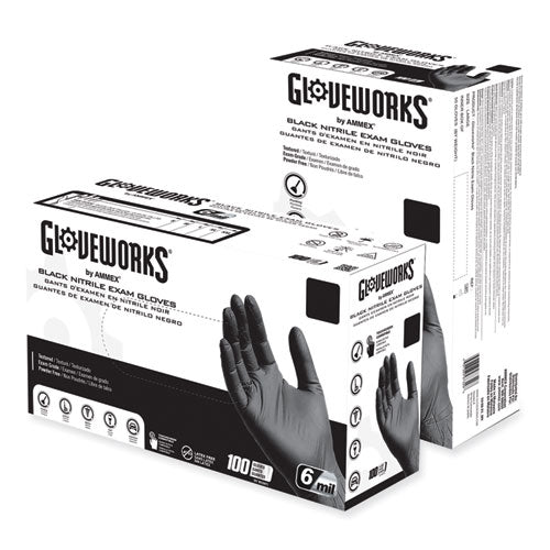 Nitrile Exam Gloves, Powder-free, 6 Mil, Medium, Black, 100/box