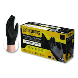 Nitrile Exam Gloves, Powder-free, Large, 7 Mil Thick, 9.5" Long, Black, 100/box, 10 Boxes/carton
