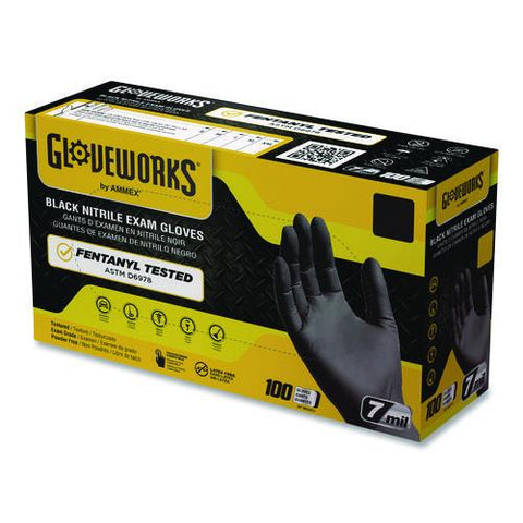 Nitrile Exam Gloves, Powder-free, Large, 7 Mil Thick, 9.5" Long, Black, 100/box, 10 Boxes/carton
