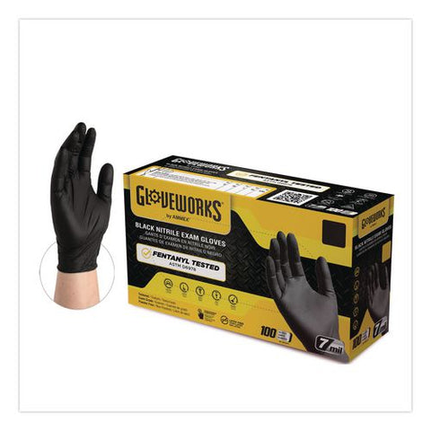 Nitrile Exam Gloves, Powder-free, 2x-large, 6 Mil Thick, 9.5" Long, Black, 100/box, 10 Boxes/carton