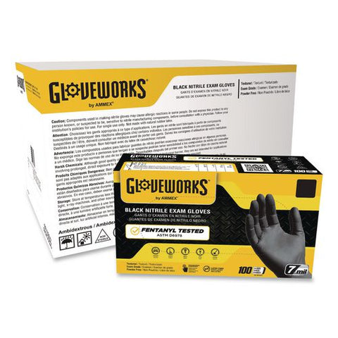 Nitrile Exam Gloves, Powder-free, 2x-large, 6 Mil Thick, 9.5" Long, Black, 100/box, 10 Boxes/carton