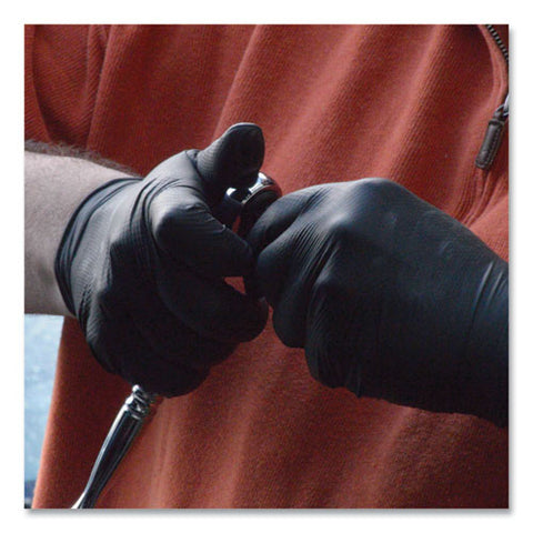 Heavy-duty Industrial Nitrile Gloves, Powder-free, Large, 6 Mil Thick, 9.5" Long, Black, 100/box, 10 Boxes/carton