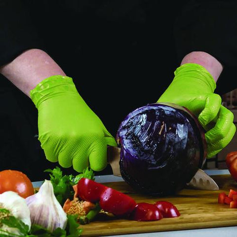 Heavy-duty Industrial Nitrile Gloves, Powder-free, Medium, 8 Mil Thick, 9.5" Long, Green, 100/box, 10 Boxes/carton