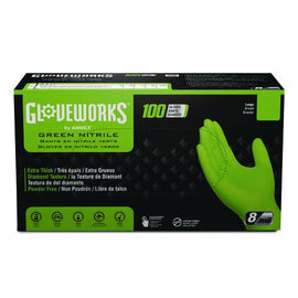 Heavy-duty Industrial Nitrile Gloves, Powder-free, Medium, 8 Mil Thick, 9.5" Long, Green, 100/box, 10 Boxes/carton
